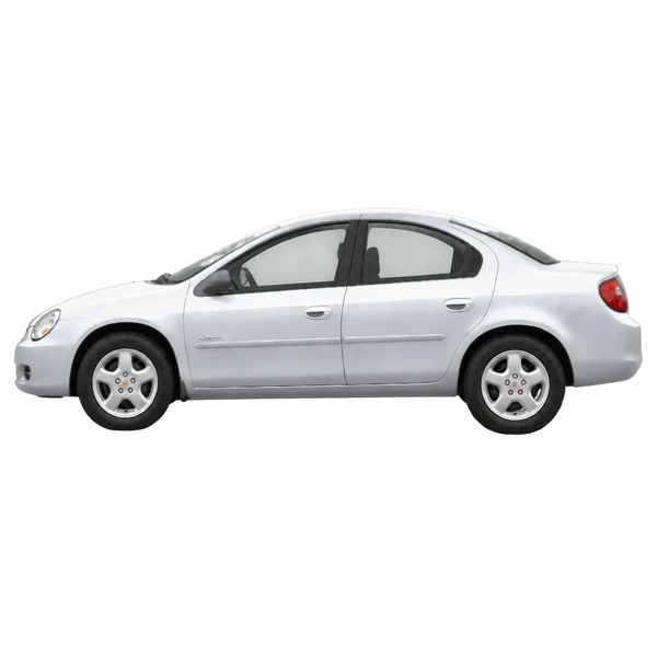 Dodge Neon 2002 باللون فضي، منظر جانبي (متجه إلى اليسار)