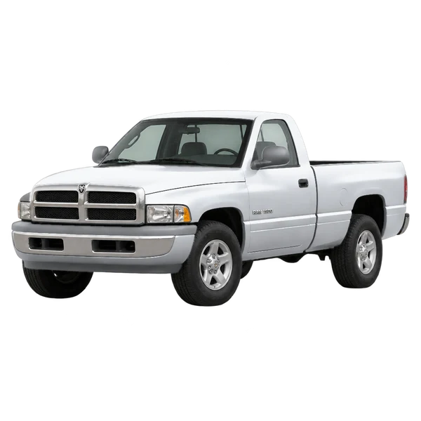Dodge Ram 1500 2000 prata, vista dianteira em três quartos (voltada para a esquerda)