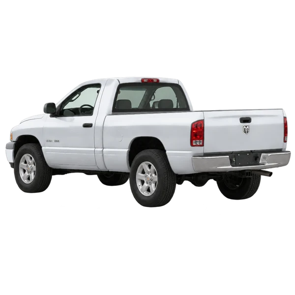 Dodge Ram 1500 2000 prata, vista três quartos traseira (voltada para a esquerda)