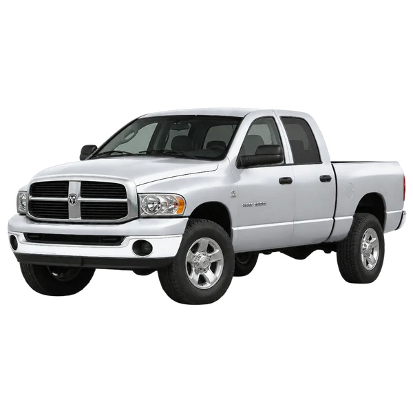 Dodge Ram 2500 2004 باللون فضي، منظر منظر أمامي بزاوية ثلاثة أرباع (متجه لليسار)