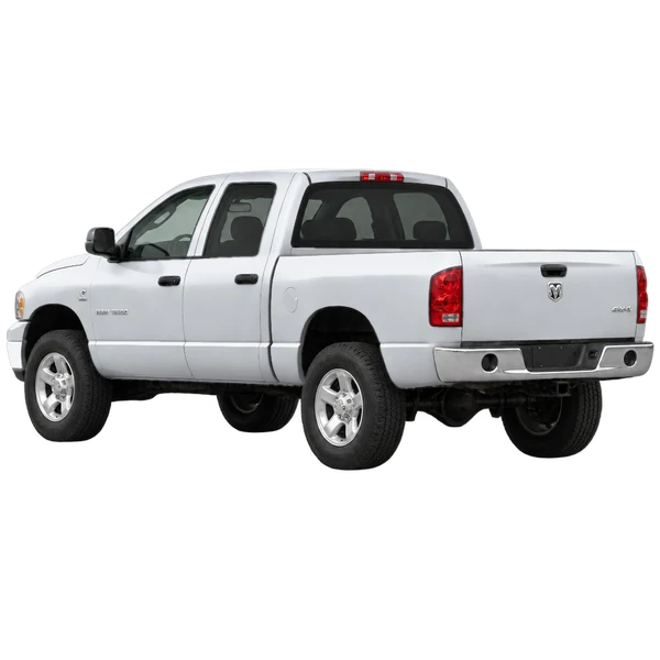 Dodge Ram 2500 2004 باللون فضي، منظر ثلاثة أرباع خلفي (باتجاه اليسار)