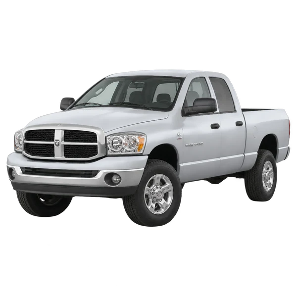 Dodge Ram 2500 2006 باللون فضي، منظر منظر أمامي بزاوية ثلاثة أرباع (متجه لليسار)