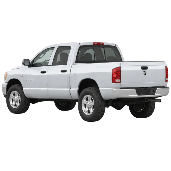 Dodge Ram 2500 2006 باللون فضي، منظر ثلاثة أرباع خلفي (باتجاه اليسار)