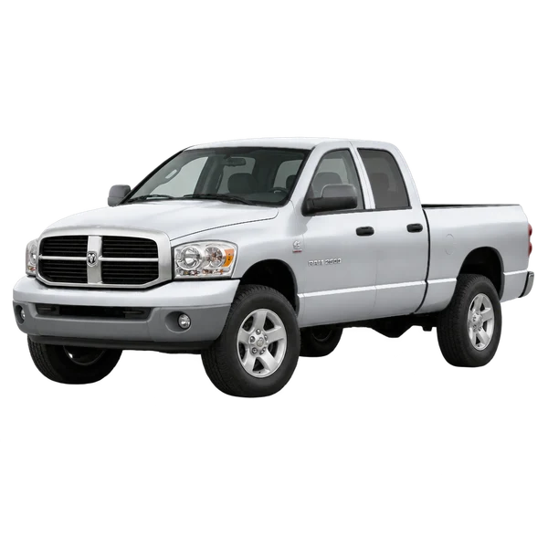 Dodge Ram 2500 2007 باللون فضي، منظر منظر أمامي بزاوية ثلاثة أرباع (متجه لليسار)
