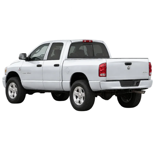 Dodge Ram 2500 2007 باللون فضي، منظر ثلاثة أرباع خلفي (باتجاه اليسار)