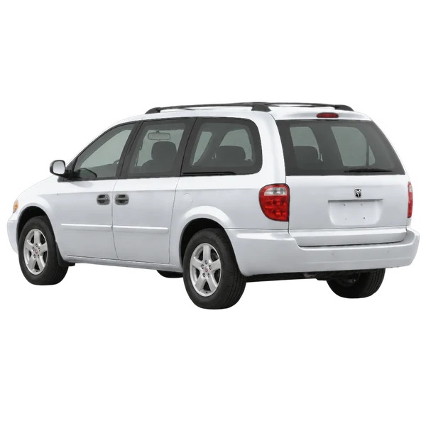 Dodge Ram Wagon 2001 باللون فضي، منظر ثلاثة أرباع خلفي (باتجاه اليسار)