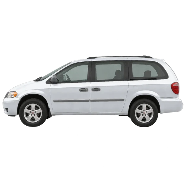 Dodge Ram Wagon 2001 باللون فضي، منظر جانبي (متجه إلى اليسار)