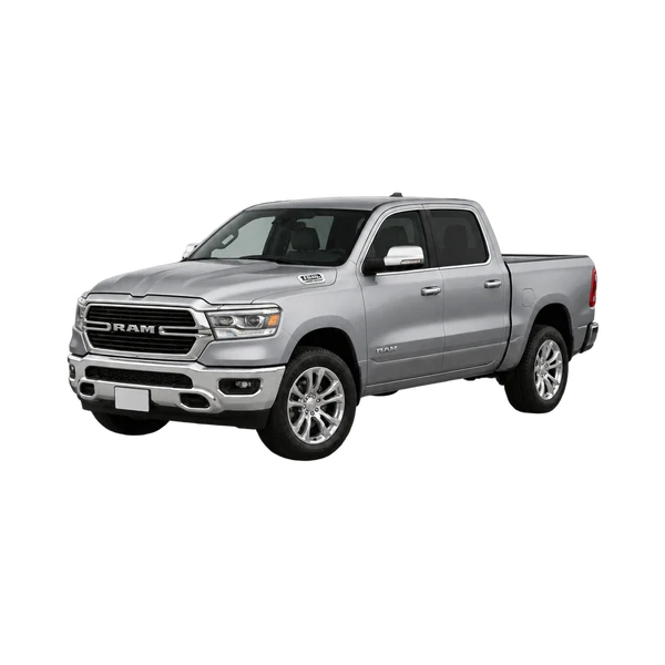 2022 Dodge Ram in Silber, Ansicht: Dreiviertelansicht vorne (nach links gerichtet)