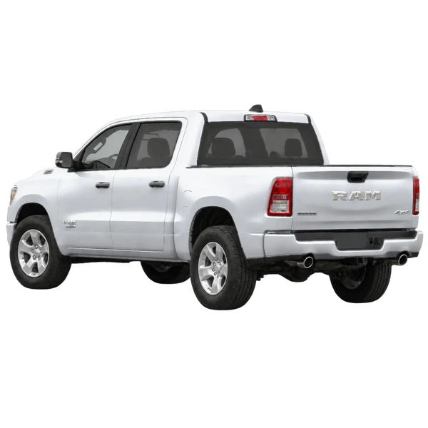 Dodge Ram 2023 en plateado, vista tres cuartos trasero (mirando a la izquierda)