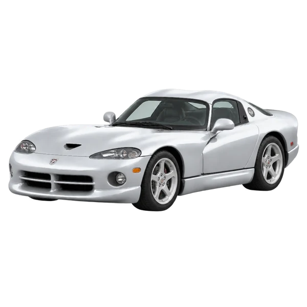 Dodge Viper 1997 باللون فضي، منظر منظر أمامي بزاوية ثلاثة أرباع (متجه لليسار)
