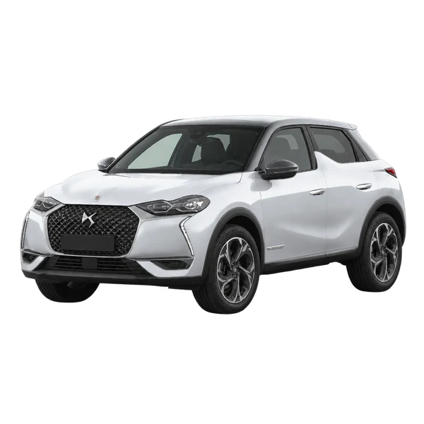 2021 DS 3 Crossback in Silber, Ansicht: Dreiviertelansicht vorne (nach links gerichtet)