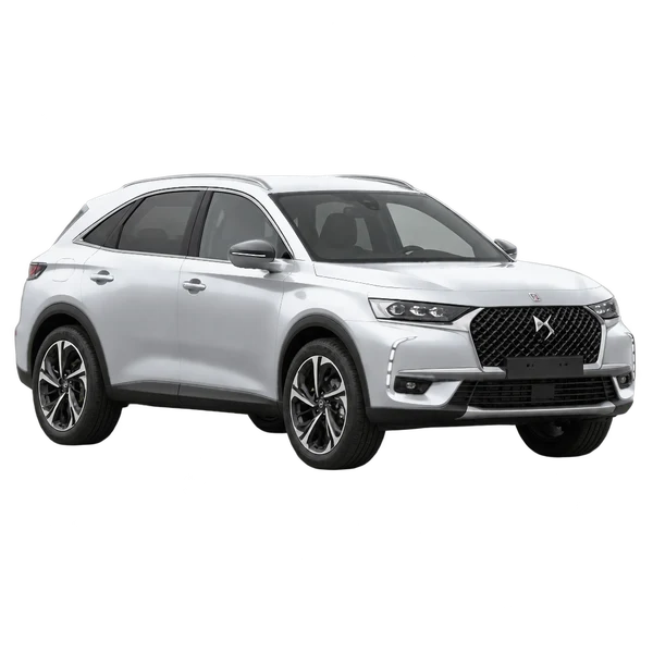 DS 7 Crossback 2020 باللون فضي، منظر منظر أمامي بزاوية ثلاثة أرباع (متجه لليسار)