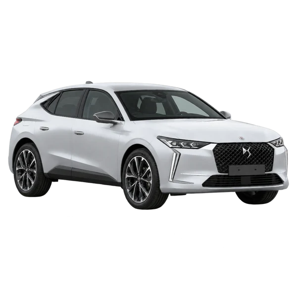 silver 2026 DS DS4 front three-quarter (facing left) view