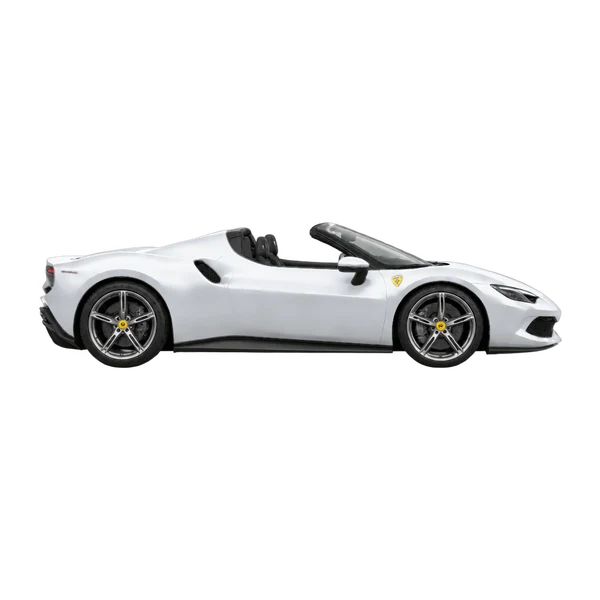 Ferrari 296 GTS 2026 argent, vue profil (tourné vers la droite)