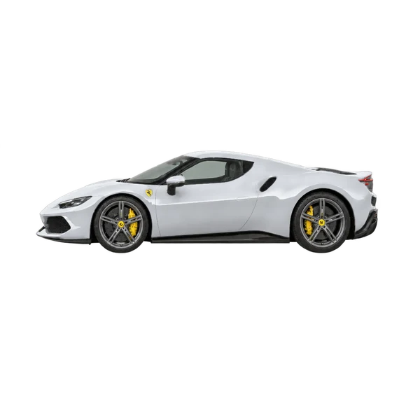 Ferrari 296 Speciale 2026 باللون فضي، منظر جانبي (متجه إلى اليسار)