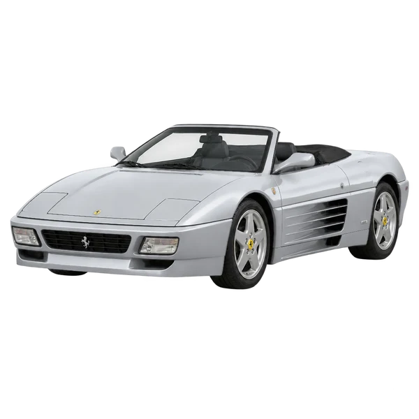 Ferrari 348 Spider 1995 prata, vista dianteira em três quartos (voltada para a esquerda)