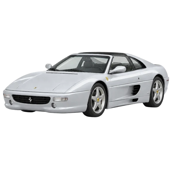 Ferrari 355 GTS 1995 prata, vista dianteira em três quartos (voltada para a esquerda)