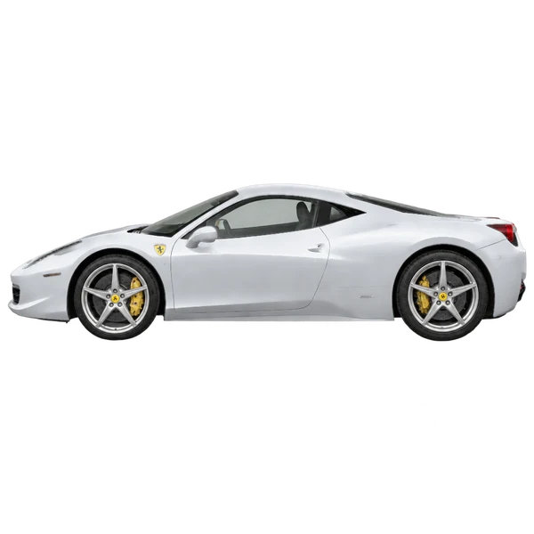Ferrari 458 Italia 2012 en plateado, vista lateral (mirando a la izquierda)