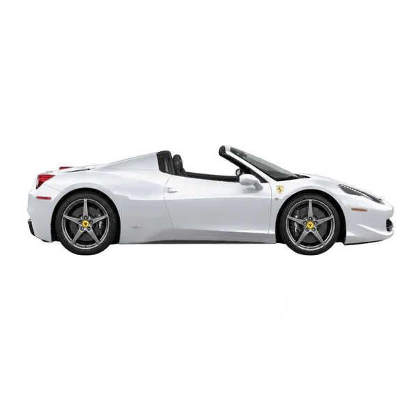 Ferrari 458 Spider 2012 argent, vue profil (tourné vers la droite)
