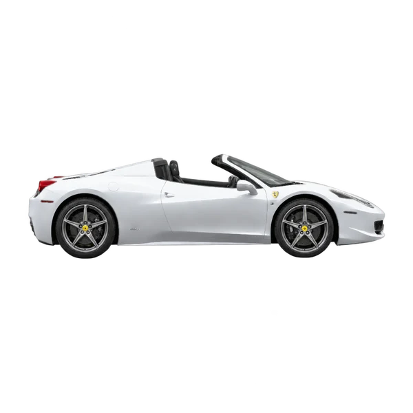 Ferrari 458 Spider 2015 argent, vue profil (tourné vers la droite)