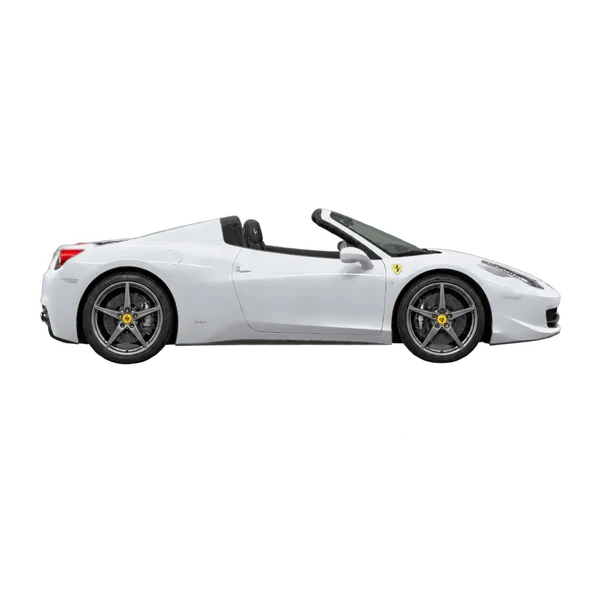 2016 Ferrari 458 Spider in Silber, Ansicht: Seite (nach rechts gewandt)