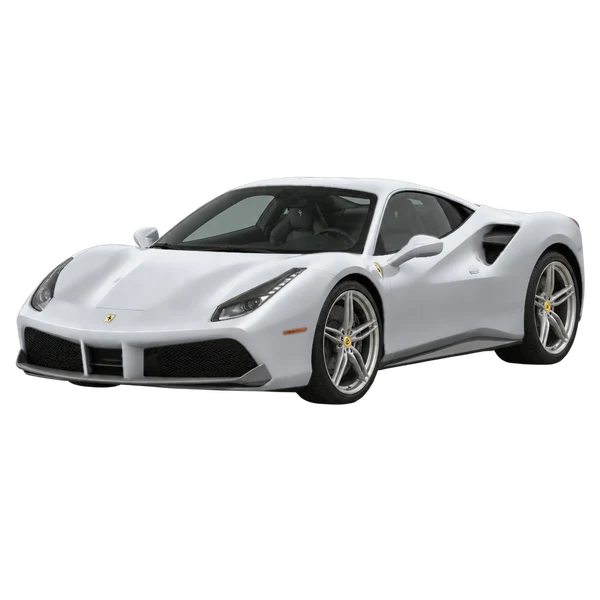 Ferrari 488 GTB 2017 prata, vista dianteira em três quartos (voltada para a esquerda)