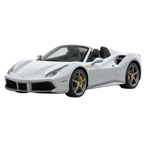 Ferrari 488 Spider 2020 prata, vista dianteira em três quartos (voltada para a esquerda)