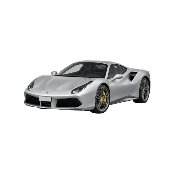 シルバーの2021 Ferrari 488（フロントスリークォーター(左向き)ビュー）
