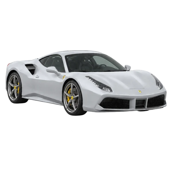 シルバーの2026 Ferrari 488(フロントスリークォーター(右向き)ビュー)