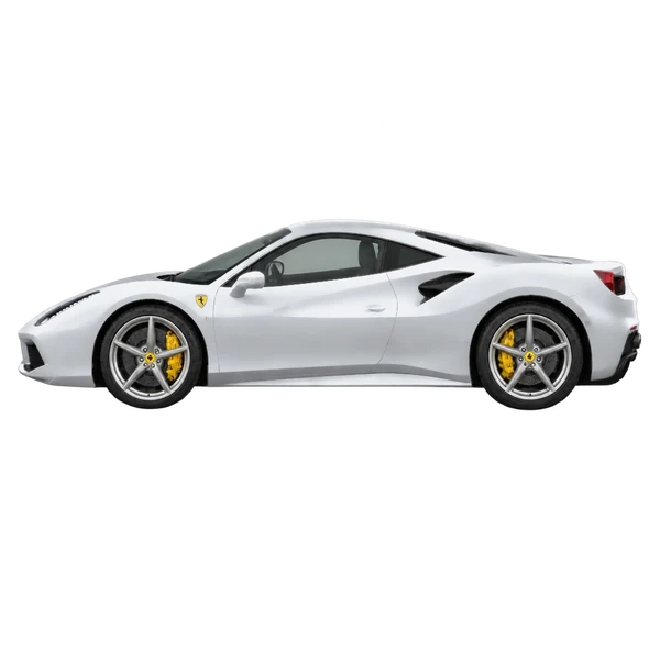 シルバーの2026 Ferrari 488(側面(左向き)ビュー)