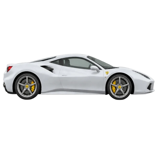 シルバーの2026 Ferrari 488(側面(右向き)ビュー)