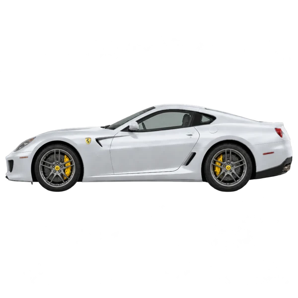 2010 Ferrari 599 GTO in Silber, Ansicht: Seite (nach links gerichtet)