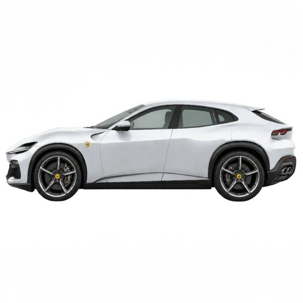 Ferrari Purosangue 2023 argent, vue côté (vers la gauche)