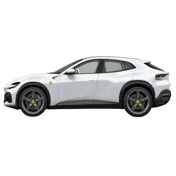 Ferrari Purosangue 2024 argent, vue côté (vers la gauche)