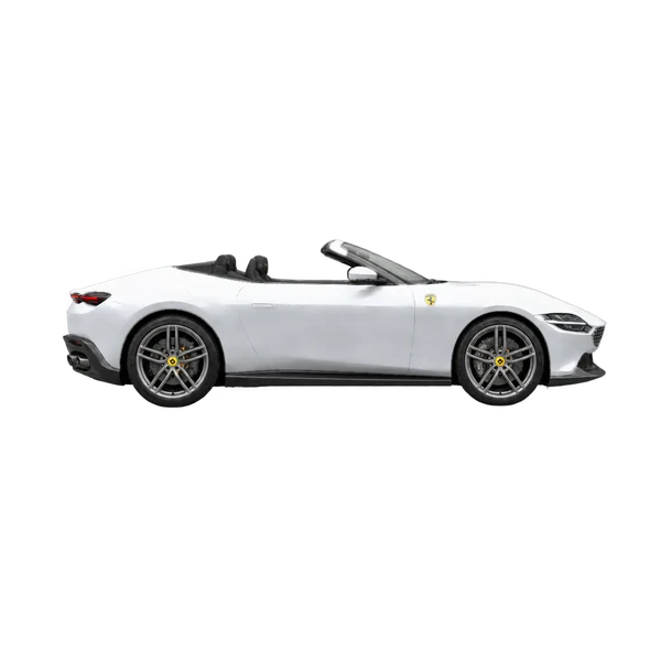 Ferrari Roma Spider 2026 argent, vue profil (tourné vers la droite)