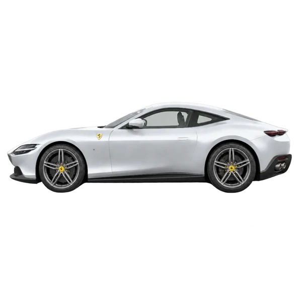 シルバーの2022 Ferrari Roma（側面（左向き）ビュー）