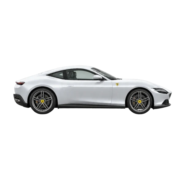 Ferrari Roma 2026 prata, vista lateral (voltada para a direita)