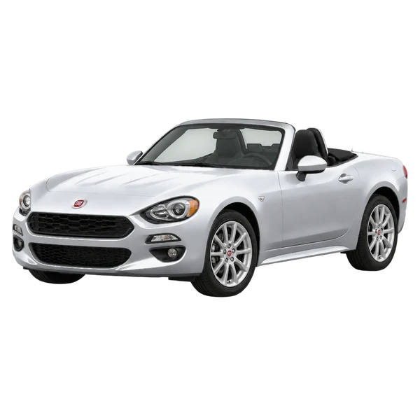 Fiat 124 Spider 2017 prata, vista dianteira em três quartos (voltada para a esquerda)