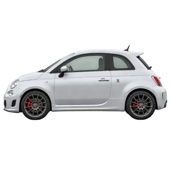 Fiat 500 Abarth 2013 en plateado, vista lateral (mirando a la izquierda)