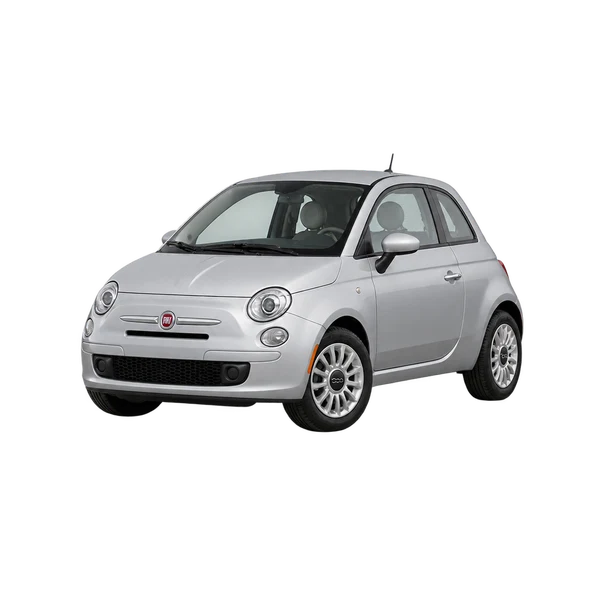 silver 2010 Fiat 500 front three-quarter (facing left) view