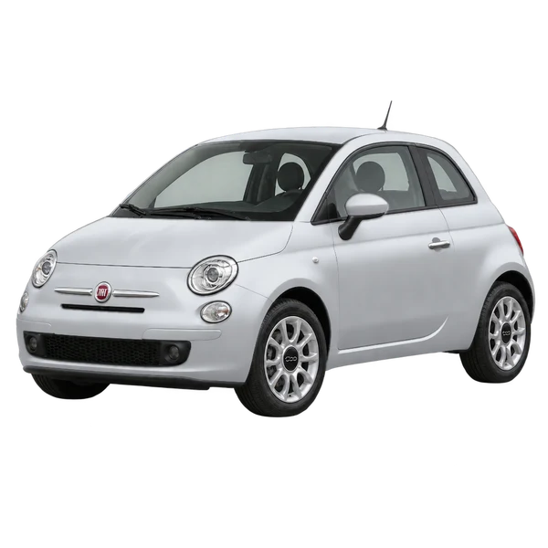 2013 Fiat 500 in Silber, Ansicht: Dreiviertelansicht vorne (nach links gerichtet)