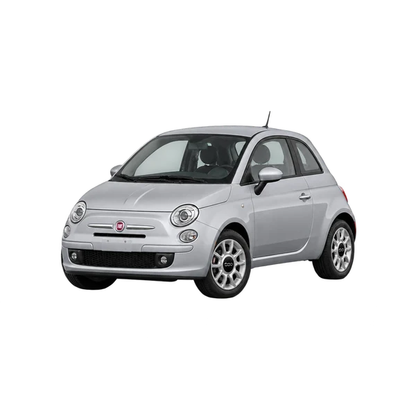 silver 2014 Fiat 500 front three-quarter (facing left) view