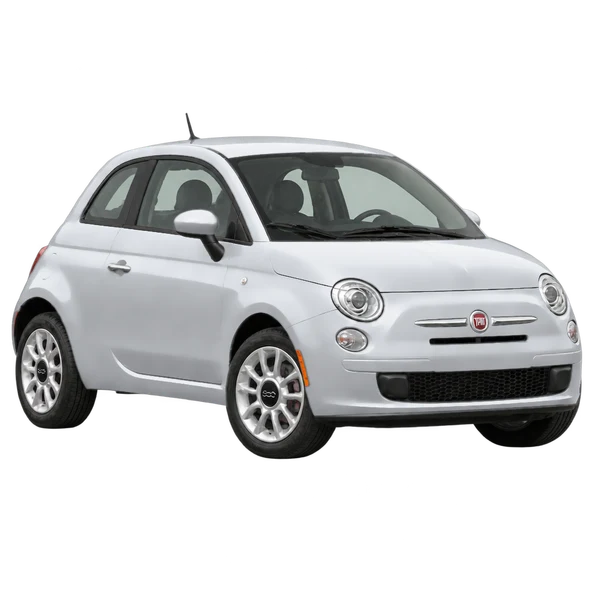 Fiat 500 2016 prata, vista três quartos dianteiro (voltado para a direita)