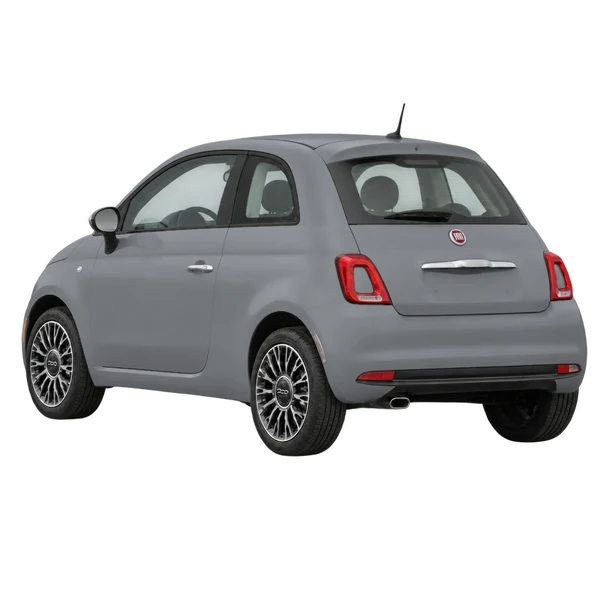 gray 2022 Fiat 500 rear three-quarter (facing left) view