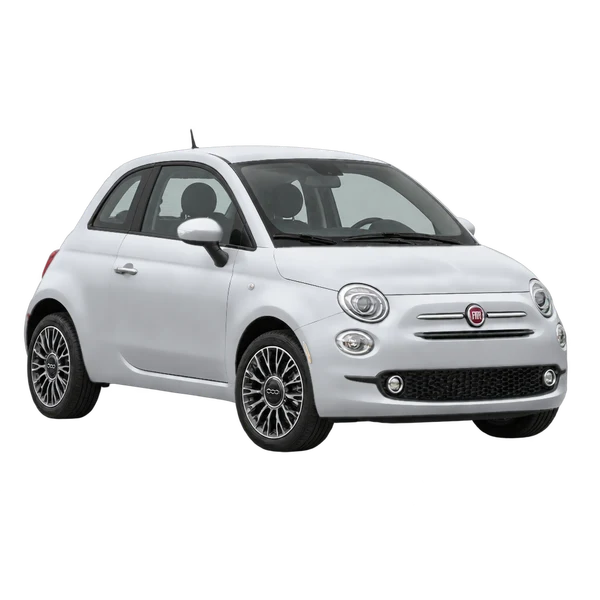silver 2022 Fiat 500 front three-quarter (facing left) view