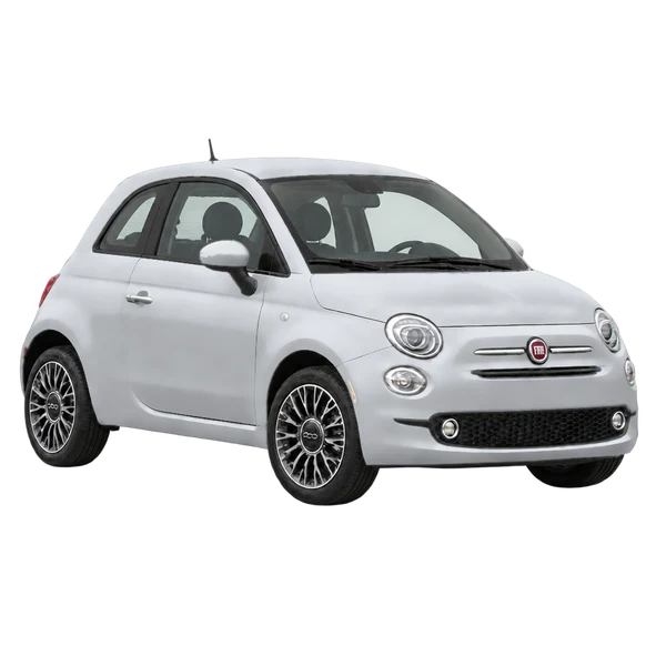 silver 2022 Fiat 500 front three-quarter (facing right) view