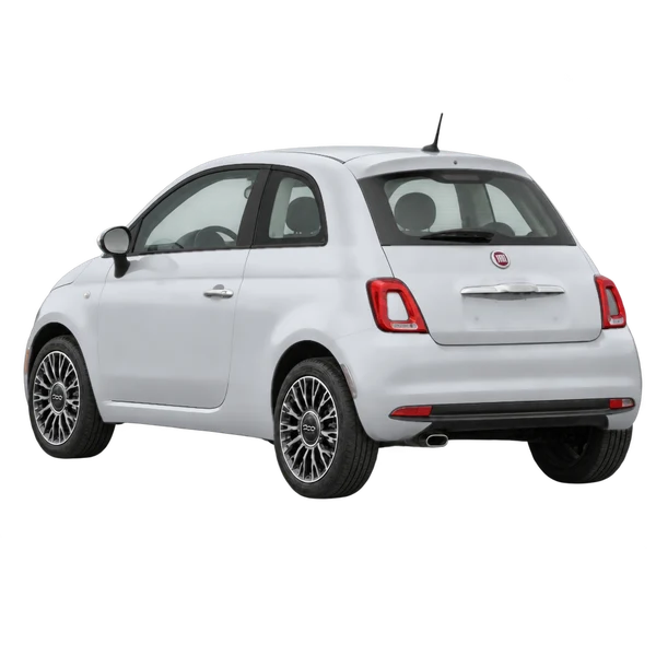 silver 2022 Fiat 500 rear three-quarter (facing left) view