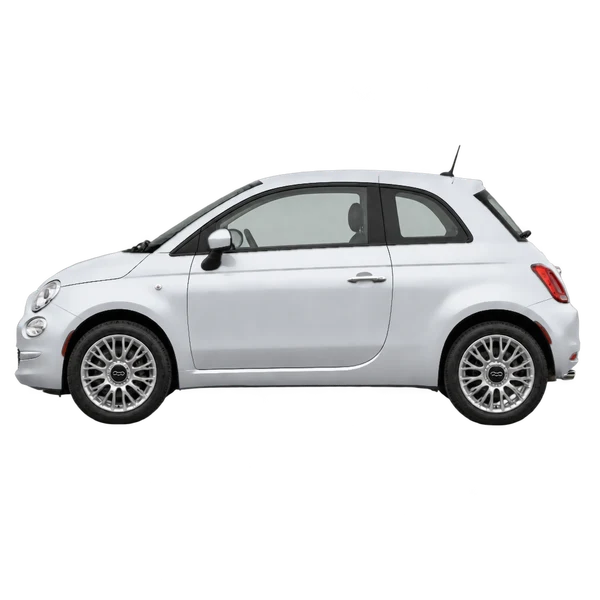 Fiat 500 2023 prata, vista lateral (voltada para a esquerda)