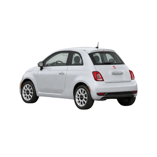 silver 2024 Fiat 500 rear three-quarter (facing left) view