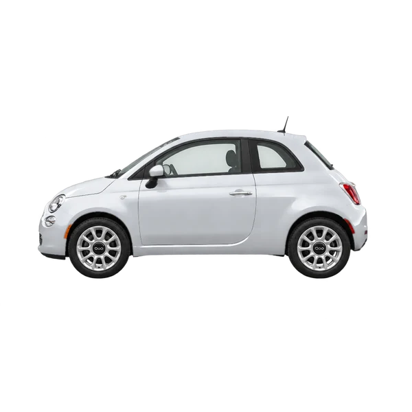 silver 2024 Fiat 500 side (facing left) view